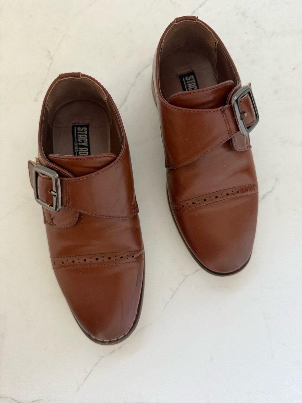 Stacy Adams Brown Dress shoes Single Monk Strap Oxfords Boys size 11